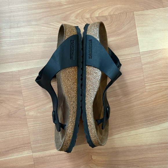Birkenstock Black Leather Gizeh Birko-Flor Sandals Size 39 EU 8/8.5 US - Picture 6 of 16